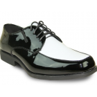 Moc Toe Black and White Patent Tuxedo Shoes